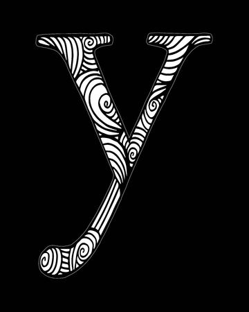 Stylized alphabet Letter Y in doodle style.のイラスト素材