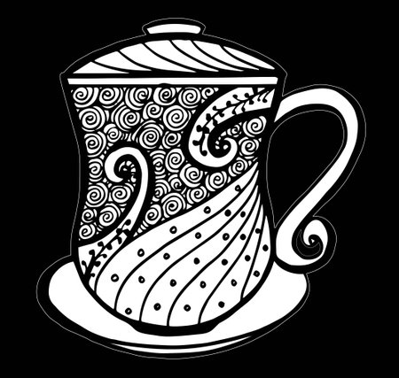 Hand drawn vintage tea or coffee cup icon - vector illustration.のイラスト素材