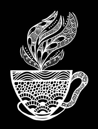 Hand drawn vintage tea or coffee cup icon.のイラスト素材