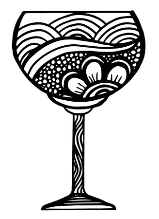 Hand drawn painted goblet, illustration design elementのイラスト素材