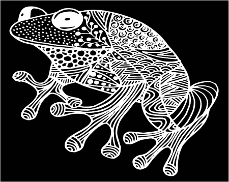 Hand drawn ornamental doodle frog illustration with zentangle ornaments,hand drawingのイラスト素材