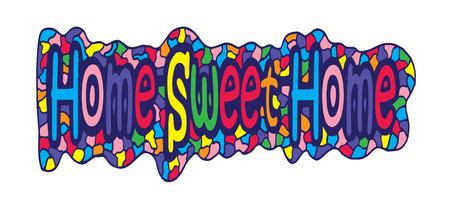 Home sweet home.Inspirational quote.Hand drawn illustration with hand lettering.のイラスト素材