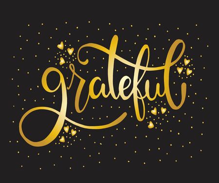 Grateful - hand lettering, hand drawn card, vector illustrationのイラスト素材