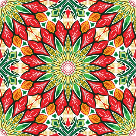 Ornamental mandala design abstract background. Seamless pattern with flowersのイラスト素材