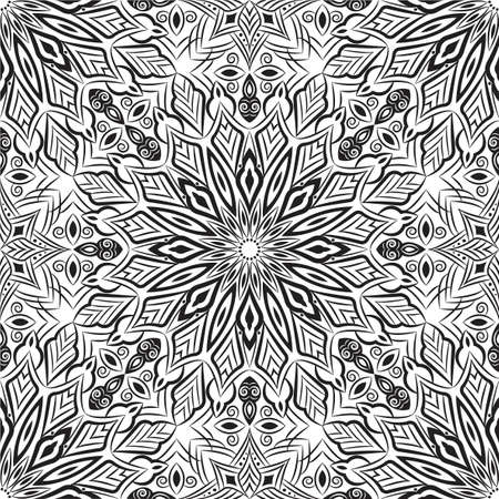 Ornamental mandala design abstract background. Seamless pattern with flowersのイラスト素材