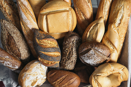 Many mixed breads and rolls. Bakery Conceptの写真素材