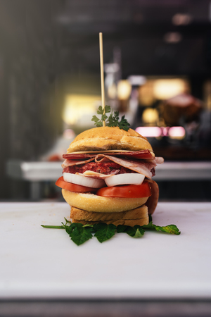 Hamburguer in butchery shop.の写真素材