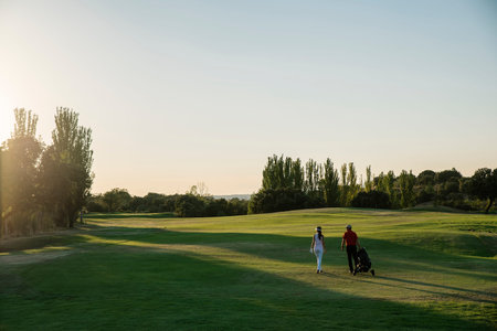Golfer and Caddie playing golf. Golf Concept.の写真素材