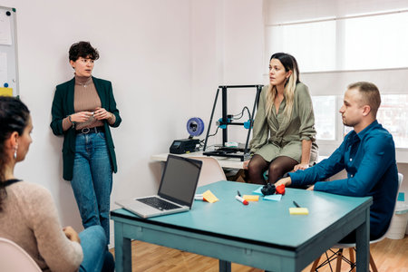 Stock photo of business people during meeting in 3d printing business.の写真素材