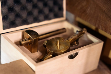 Close up os special tools used in luthier's traditional workshop.