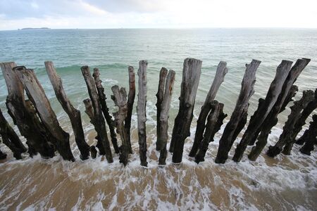 palisade facing the seaの写真素材