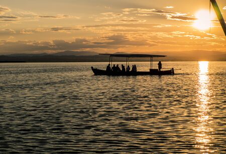 sunset in the lagoon of Valenciaの写真素材