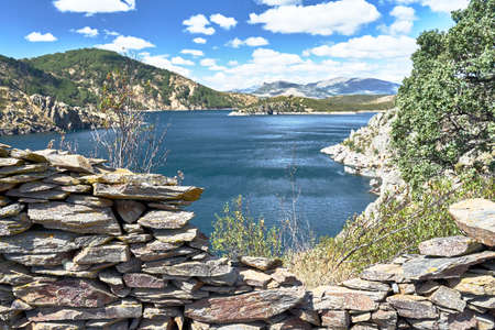 lake in the mountains in Madridの写真素材
