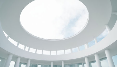 Abstract architecture background, perspective view of the interior of a modern buildingの素材