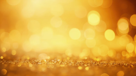 A dazzling backdrop of golden glitter and sparkling lights. Perfect for festive designs, holiday cards, or luxurious branding.  This high-resolution image features a shimmering texture with a bokeh effect, creating a celebratory and opulent atmosphere. Ideal for adding a touch of glamour to your projects.の素材