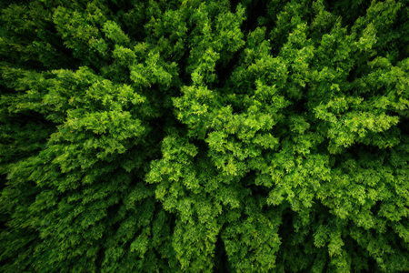 Aerial view of green forest. Top view of green trees.の素材