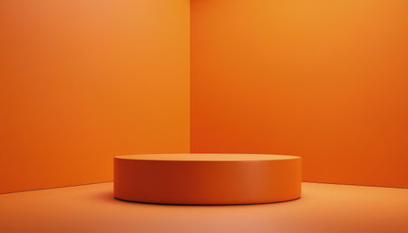 Abstract minimal scene with orange podium. 3d render abstract background designの素材