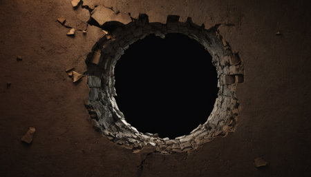 A hole in the wall with a hole in it. 3d renderingの素材