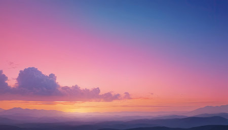 Sunset over the mountains. Colorful sky. Nature background.の素材