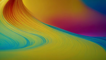 abstract background of colored wavy lines in the form of a rainbowの素材