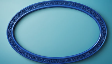 Blue frame with ornament on a blue background. 3d rendering.の素材