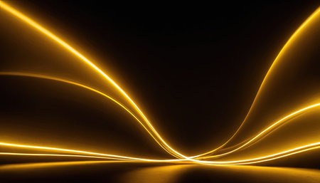 Abstract light lines on a dark background. 3d rendering, 3d illustration.の素材