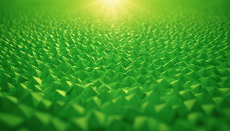 Abstract background of green origami paper. 3d rendering, 3d illustration.の素材