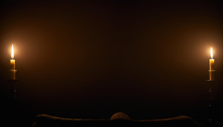 Burning candles on a dark background with copy space. 3d renderingの素材