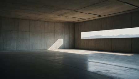 Empty room with concrete wall and light from the window. 3d renderingの素材