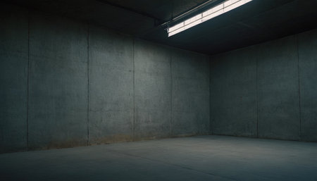 3d rendering of an empty room with concrete walls and floor.の素材