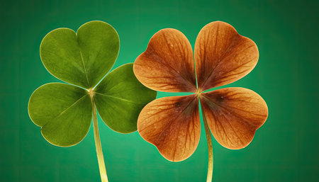 four-leaf clover on a green background, 3d renderの素材