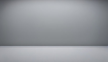 Empty room with grey wall and white floor. 3d rendering.の素材