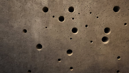 Cement wall with holes. Abstract background and texture for design.の素材