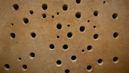 Ceramic wall with holes. Abstract background and texture for design.の素材