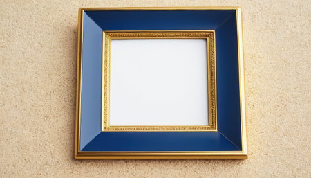 Picture frame with blank space on wall background. 3d rendering.の素材