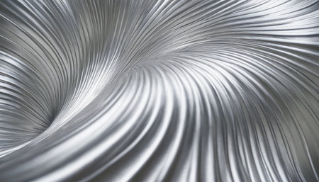 3d rendering of abstract metallic background with waves in empty space.の素材