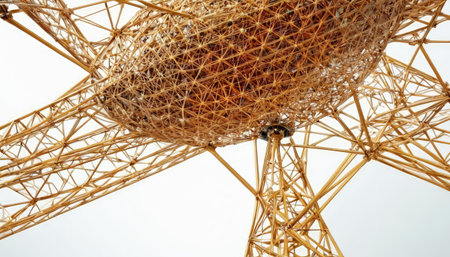 Observatory equipment, close-up of a radio telescope.の素材