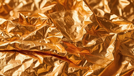 golden crumpled paper as a background, close-upの素材