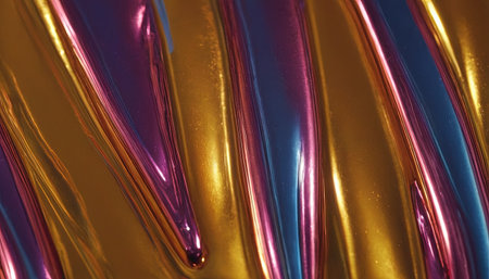 3d rendering of abstract metallic wavy surface. Reflective surface.の素材