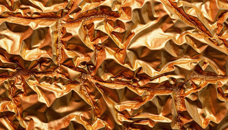 Gold crumpled foil as a background. Close-up.の素材
