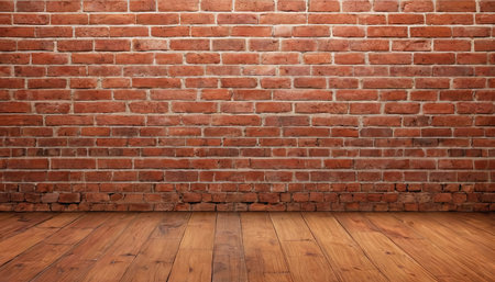 Brick wall and wooden floor for background. 3D illustration.の素材