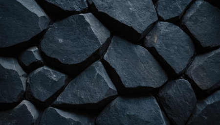 Background of black stone wall texture. Black stone wall texture background.の素材