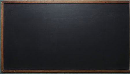 Empty blackboard with wooden frame isolated on white background. Top view.の素材