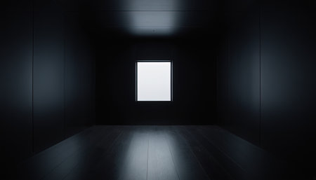 3d rendering of an empty room with a white door in the middleの素材