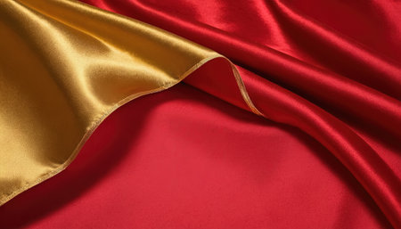 Smooth elegant red and gold satin silk can use as backgroundの素材