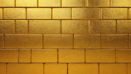 golden brick wall background or texture and copy space for design.の素材