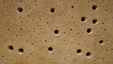 Ceramic texture with holes. Abstract background and texture for design.の素材