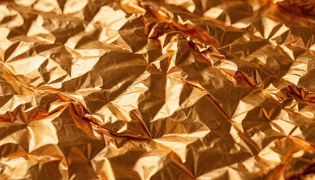 Crumpled golden foil as a background. Close-up.の素材