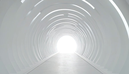 Abstract architecture background, empty white tunnel. 3d render illustration.の素材