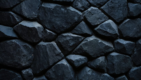Texture, background, pattern. Black slate stone wall. Natural stone wallの素材